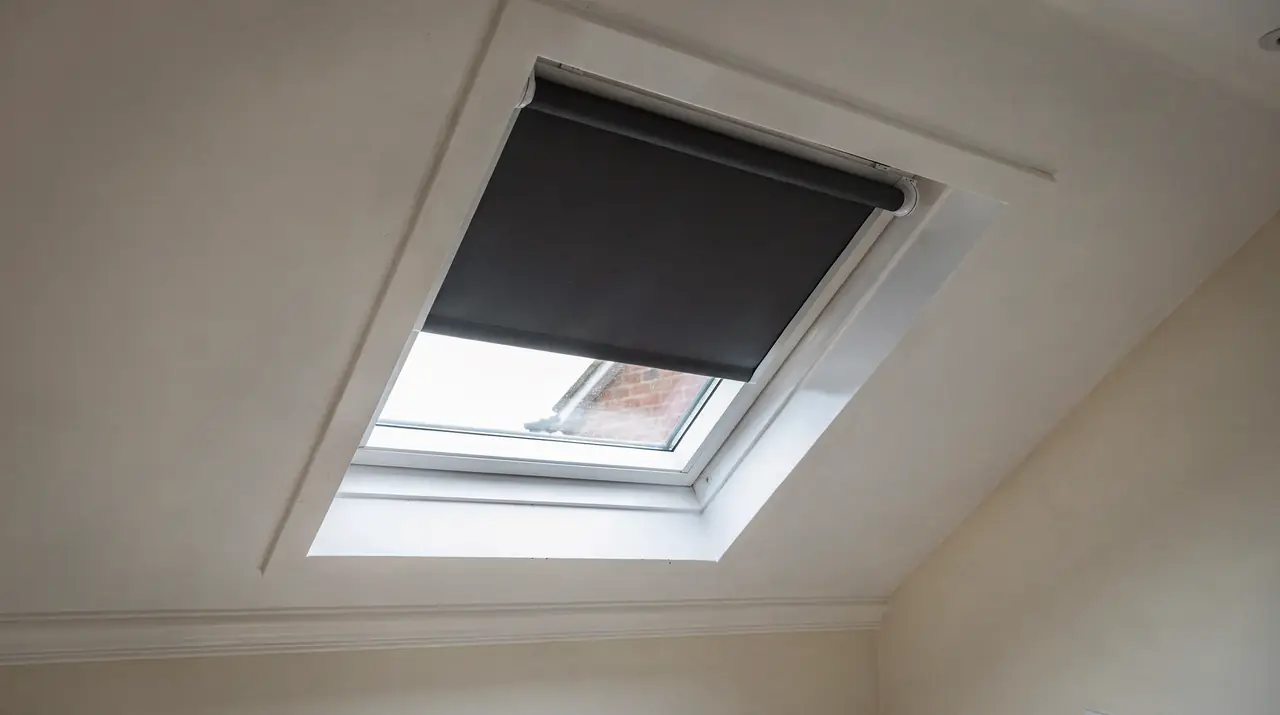 Roof window with a dark blackout blind fitted