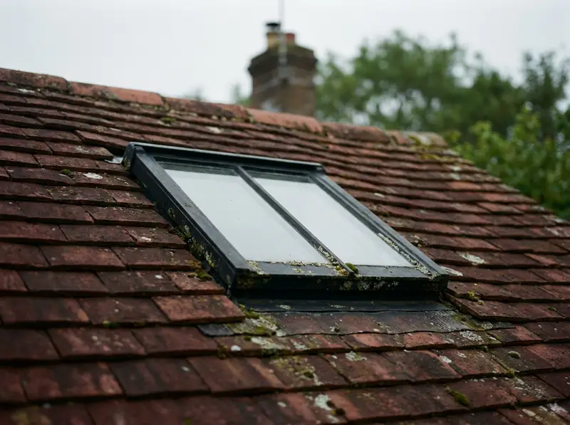 Conservation rooflight in an old clay-tile cottage roof