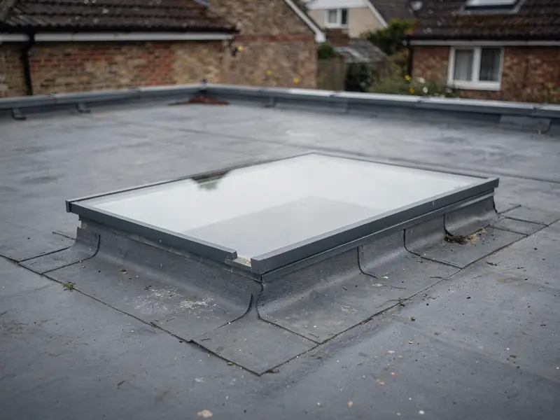 Fixed flat rooflight on a raised kerb