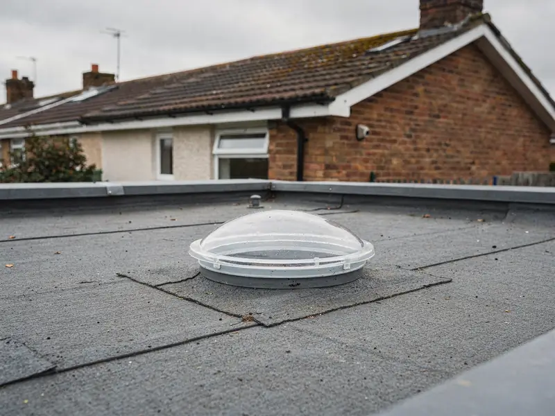Round sun tunnel dome on a flat membrane roof