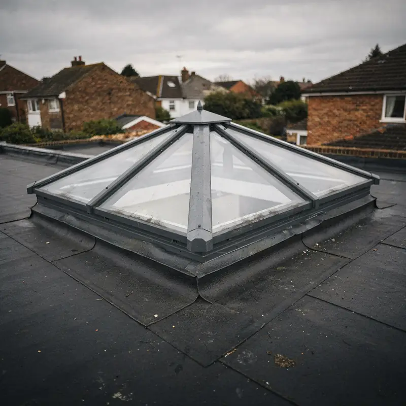 Aluminium roof lantern on a flat roof