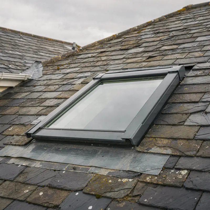 Roof window in a slate roof